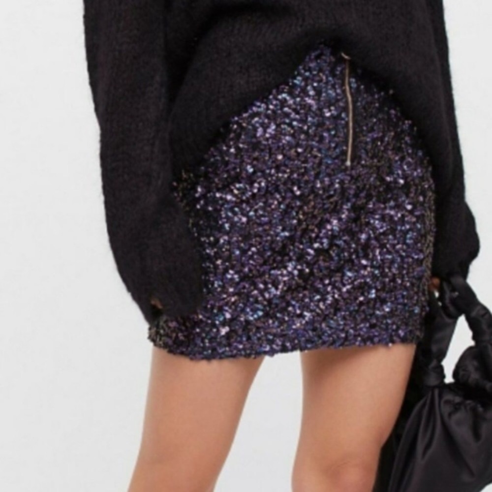 Free People Zip front gold sequin mini skirt XS - Picture 9 of 10